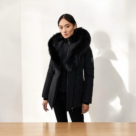 Women's Black Fur-Trimmed Jacket - Picture 1 of 10